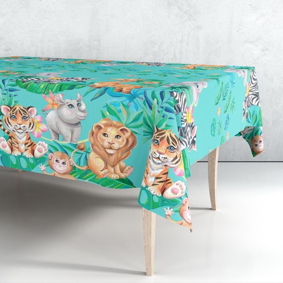 Safari Tablecloth 1pc Plastic Jumbo Safari Table Cover for Parties