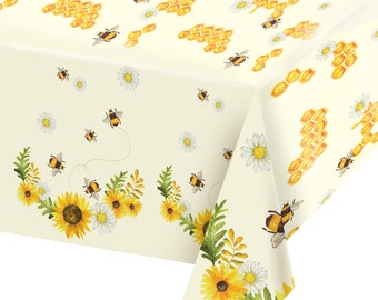 Bee Insects Cartoon Doodle Rectangle Tablecloth 60 X 90 Heavy Duty Vinyl Table Cloth Fabric Table Cover for Kitchen Dining Room Party Home Decor Bee Insects Cartoon Doodle Rectangle Tablecloth 60 X 90 Heavy Duty Vinyl Table Cloth Fabric Table Cover for Kitchen Dining Room Party Home Decor