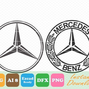 Mercedes Benz Classic 2 autologo's - SVG, DXF, PNG, AI8 (Ezcad Import Ready), Instant Download