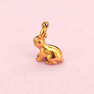 Rabbit Charm Pendant in 18K Gold Filled Color Stainless Steel for DIY Jewelry Making image 4