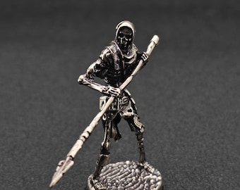 Figura de esqueleto del ejército: modelo medieval de metal de cobre blanco, 4 opciones