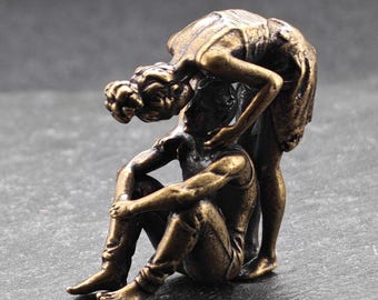 The Quiet Between Us Brass Entwined Couple Sculpture Romantic Anniversary Gift Miniature Love Figurine