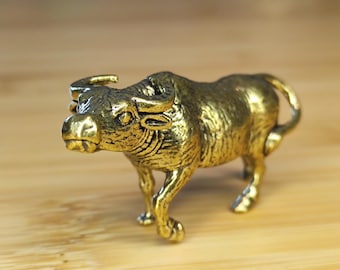 Handcrafted Brass Buffalo Figurine for Animal Lovers, Distinctive Collections, and Desk or Shelf Decorations