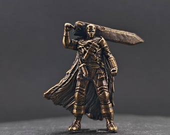 Estatua de espadachín negro estilo bronce en miniatura de metal de Berserk Guts