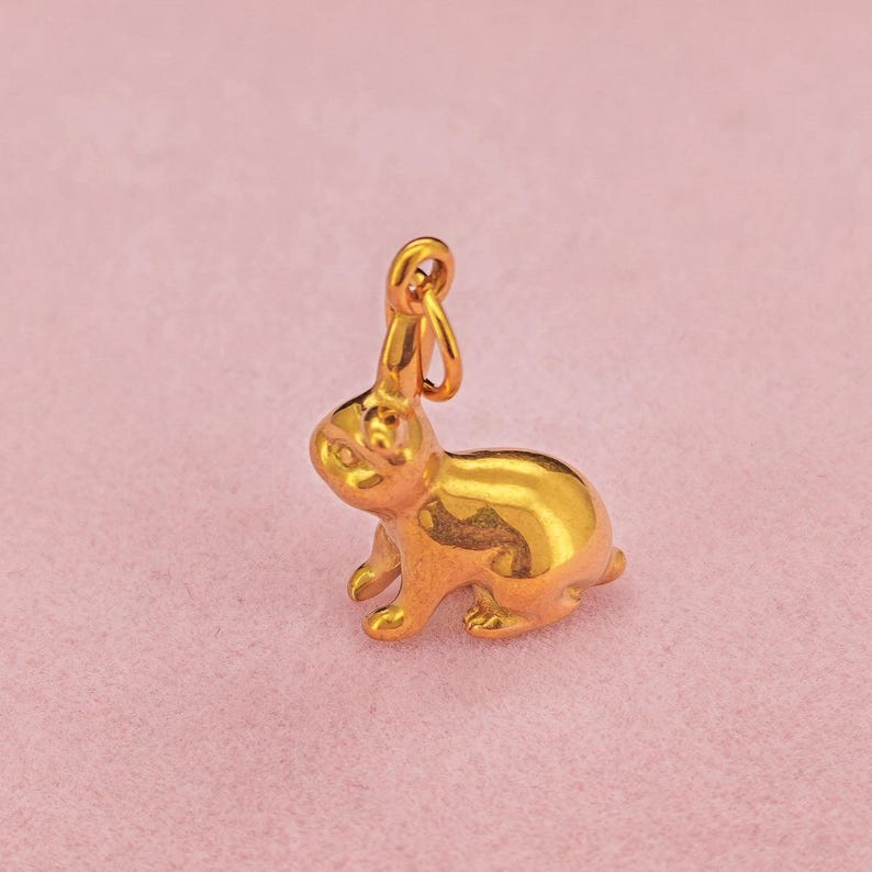 Rabbit Charm Pendant in 18K Gold Filled Color Stainless Steel for DIY Jewelry Making image 3