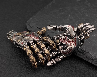 Colgante de mano mecánica estilo Steampunk taoísta – Bronce blanco y latón