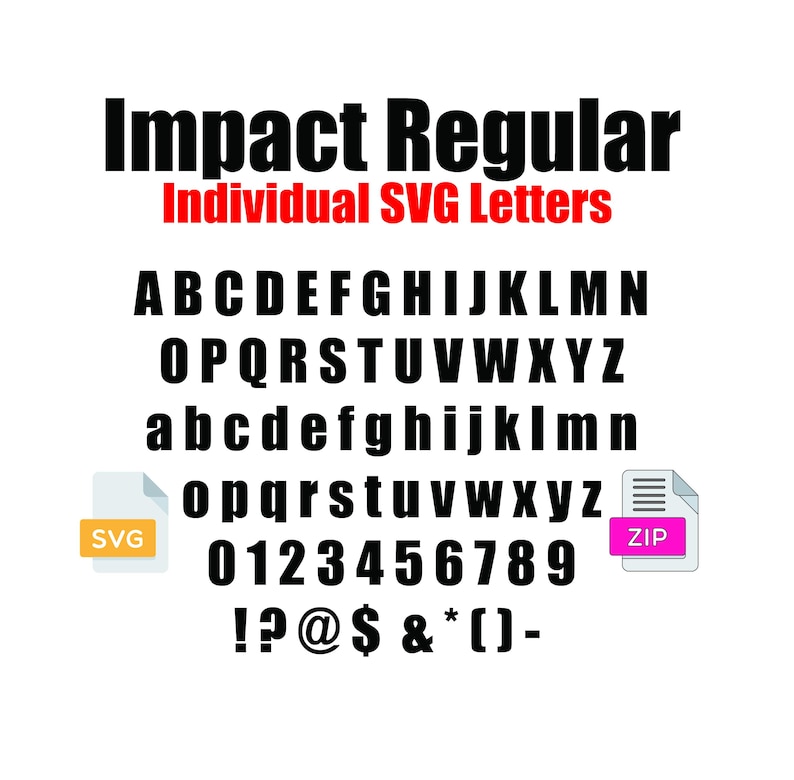 Impact Regular SVG Font: Individual Craft Letters (digital Download) - Etsy