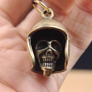 Handcrafted Brass Skull Rider Keychain - Edgy Punk Decor for DIY Projects & Collectors