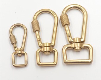 Solid Brass Locking Swivel Square Tail Hook for Pet Leashes, Bag Straps, Keychains, Leathercraft DIY Hardware Supply