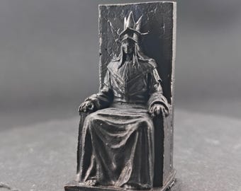 Figura de trono de latón / Personaje coronado en miniatura / Regalo de coleccionista de fantasía