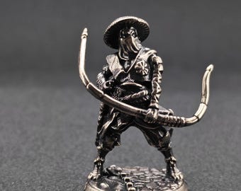 Figura de samurái del shogunato: soldado medieval de cobre blanco, modelo de metal