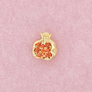 Red Cubic Zirconia Pomegranate Charm Gold Filled Color for Handmade Jewelry Hobby Accessories