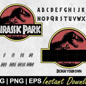 Jurassic World Jurassic Park Logo vuoto, Jurassic Park Cut Font - SVG, PNG, EPS, Cricut, Silhouette, Download immediato