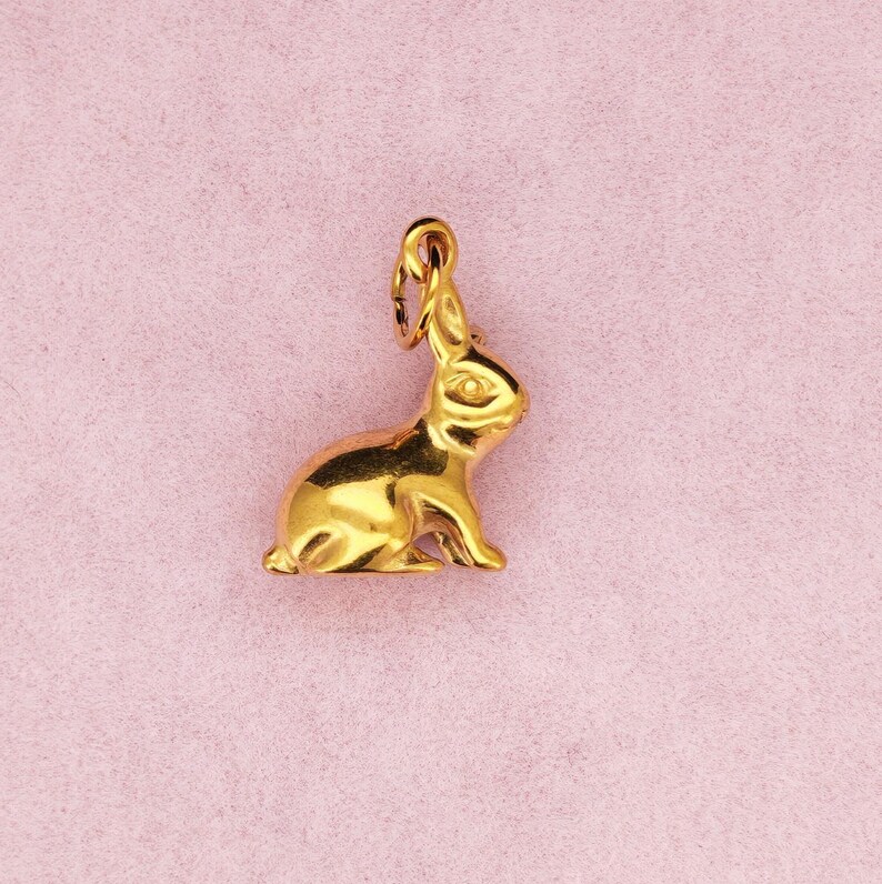 Rabbit Charm Pendant in 18K Gold Filled Color Stainless Steel for DIY Jewelry Making image 5