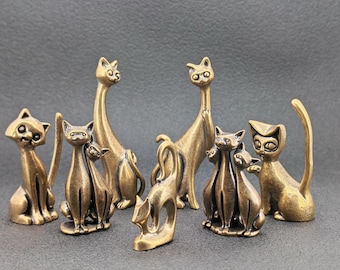 Brass Cat Figurine | Handmade Minimalist Sculpture | Collectible Gift
