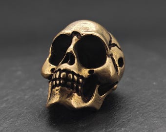Vintage Bronze Brass Mini Human Skull Statue – Gothic Table