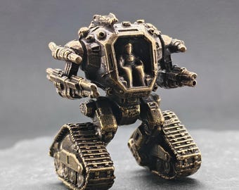 Tiny Brass Heavy Mech Statue – Miniature Sci‑Fi Robot Ornament for Moss Terrarium, Aquarium Diorama, and Desktop Collectibles