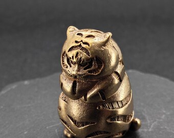 Brass Fat Tiger Figurine – Miniature Sculpture Ornament