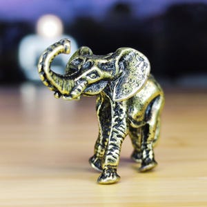 Mini Brass Elephant Figurine: Lucky Home Decor
