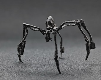 Handcrafted Brass Spider Figurine Miniature Ornament Vintage Style Desk Decor