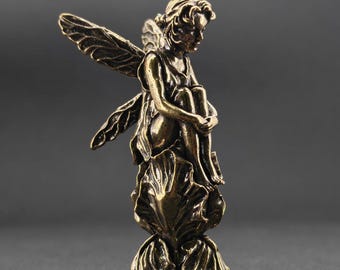 Figura de ángel hada de latón – Escultura en miniatura de fantasía