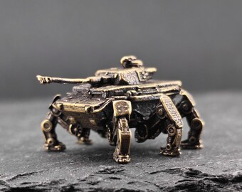 Brass Warrobots Bio‑Leg Combat Vehicle Moss Terrarium Diorama Figure