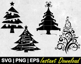 Paquete SVG de árbol de Navidad: diseños de calcomanías navideñas (descarga digital)