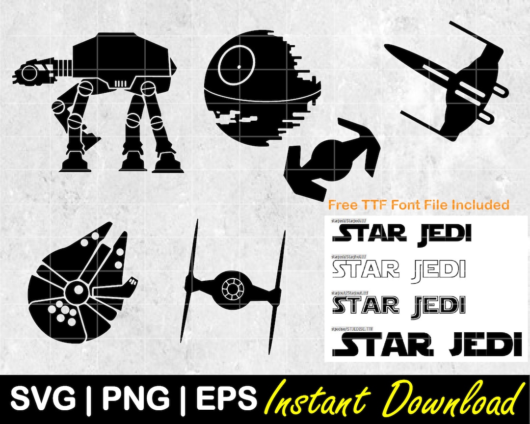 Star Wars Millennium Falcon SVG Pack: Jedi Font – Instant Download for ...