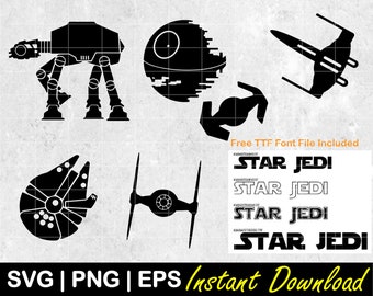 Star Wars Millennium Falcon SVG Pack: Jedi Font – Instant Download for Sticker Cut, Circuit Silhouette, Vinyl Decals, Print Crafts