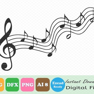 Musiknoten Melodie Wellenform - SVG, DXF, PNG, AI8 (Ezcad Import Ready), Sofort Download