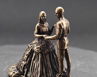 Estatua nupcial de latón hecha a mano – Miniatura sólida de colección