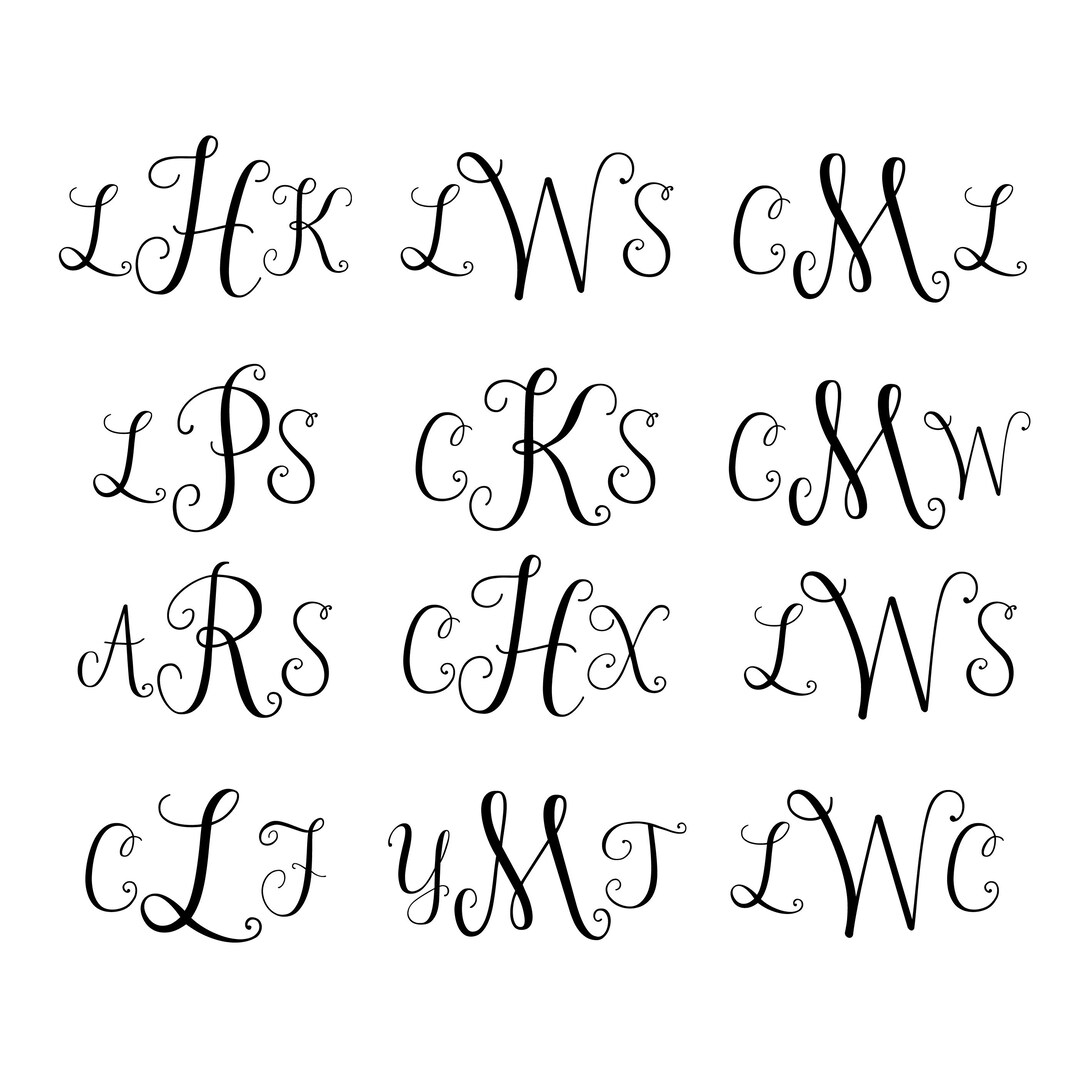 Monogram SVG Font Decorative Script Letters Elegant Alphabet Cricut ...