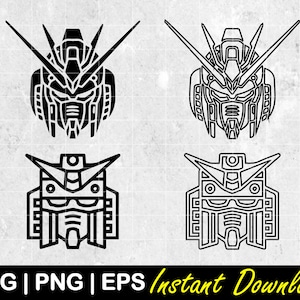 Gundam  Robot Droid Anime, automaton,Mobile Suit, cartoons icon - SVG, PNG, EPS, Cricut, Silhouette, Instant Download