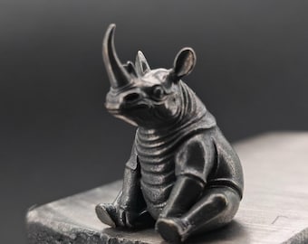 Daydreaming Rhino – Brass Collectible Figurine