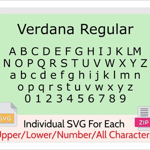 Verdana normaal lettertype-individueel SVG-teken, bovenste onderste nummer, Cricut-lettertype, silhouetgesneden bestand, alfabetlettertype, Instant Download-0008