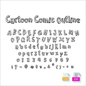 Lettertype Cartoon Comic geschetst afzonderlijke letters - SVG, Cricut-lettertype, silhouetgesneden bestand, alfabetlettertype, Instant Download - 0010