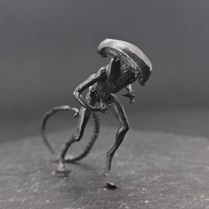 Miniature Alien Figurine – Brass Sci-Fi Sculpture