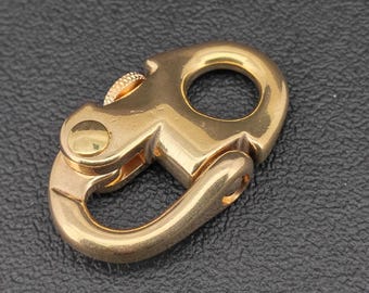 Solid Brass Quick Release Keychain Hook for Wallets, Bags, Straps, Marine & DIY Hardware Supply