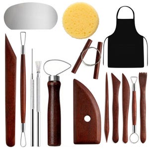 Conjunto de 15 ferramentas para cerâmica e escultura em argila — Kit completo para arte em cerâmica e artesanato em argila