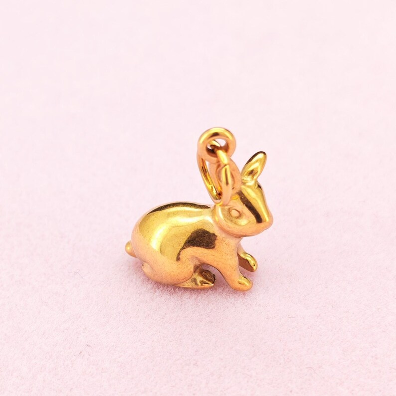 Rabbit Charm Pendant in 18K Gold Filled Color Stainless Steel for DIY Jewelry Making image 7