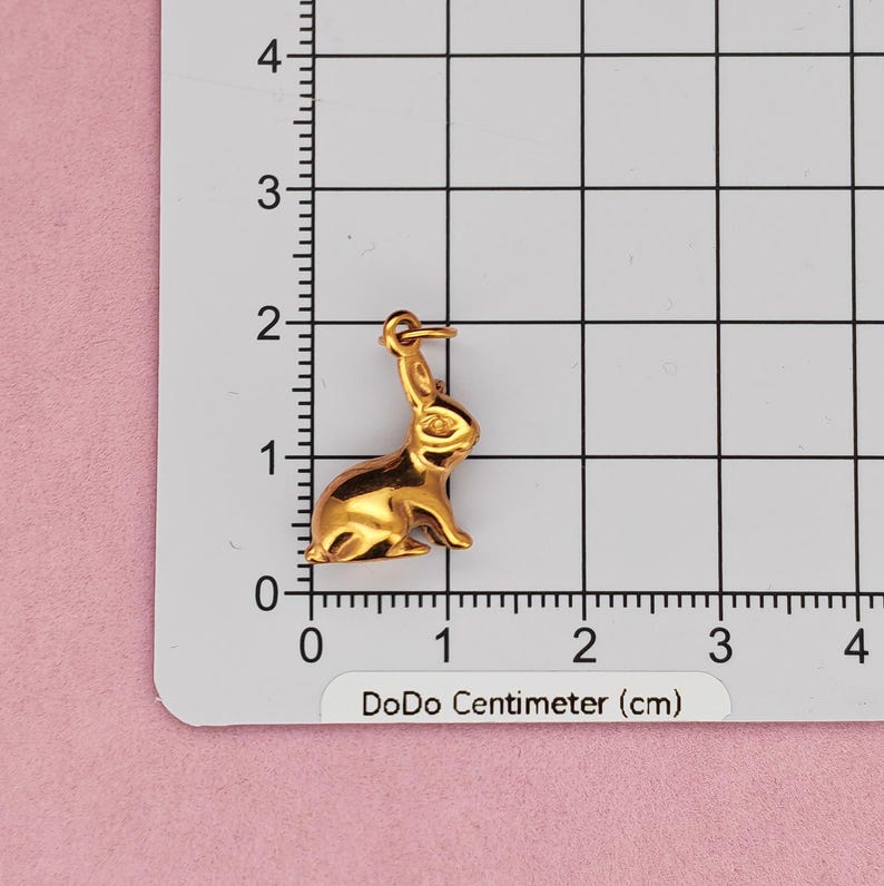 Rabbit Charm Pendant in 18K Gold Filled Color Stainless Steel for DIY Jewelry Making image 2