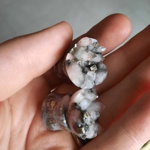 RARE Real quartz druzy and pyrite double flared plug - All sizes available - Very high quality