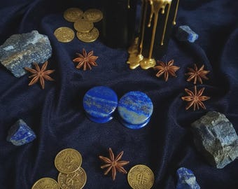 Lapis lazuli ear stretchers 8mm - 25mm / Good quality, low price