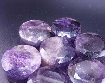 Faceted amethyst plug - diamond like - high quality low price