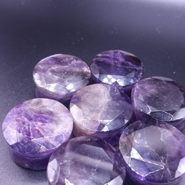 Faceted amethyst plug - diamond like - high quality low price