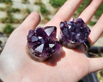 Druzy amethyst plugs - All sizes available