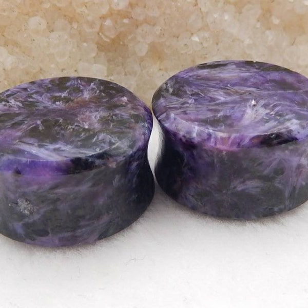 RARE Real charoite double flared plug - Alle maten beschikbaar - Zeer hoge kwaliteit