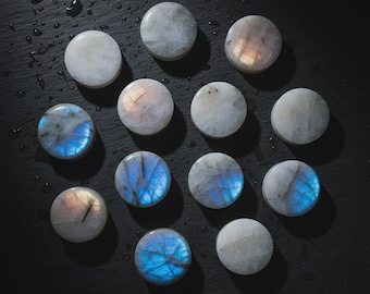 Ecarteurs en pierre de lune (péristérite) avec inclusions de tourmaline