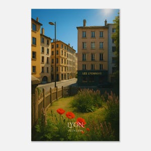 Lyon Poster – Vieux-Lyon | Travel Poster Style, Vintage Wall Decor – Multiple Sizes