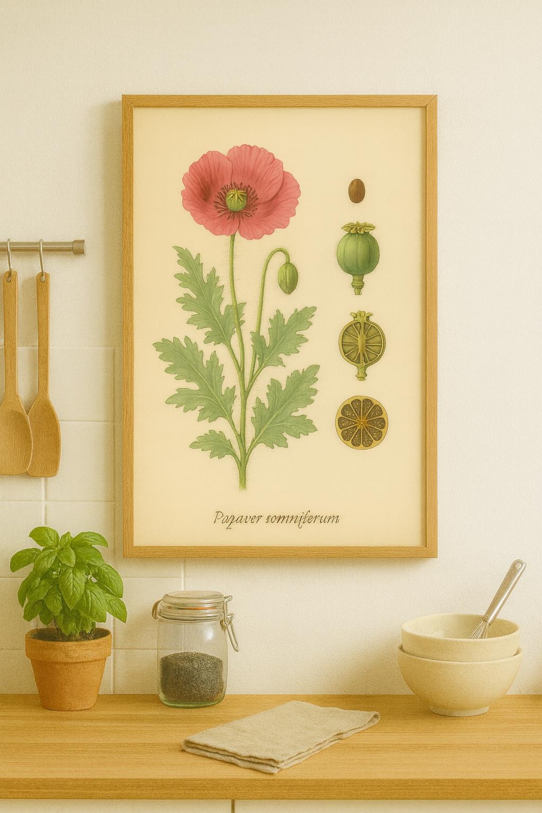 Vintage Botanical Poster Papaver Somniferum – Decorative Retro Poster ...